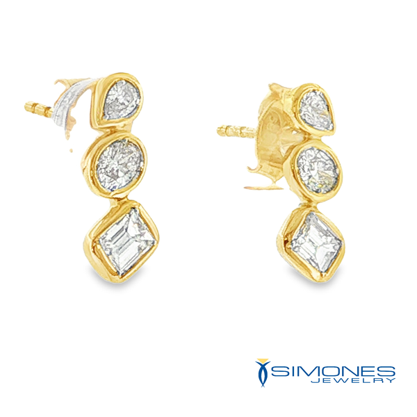 14K Yellow Diamond Earrings Image 4 Simones Jewelry, LLC Shrewsbury, NJ