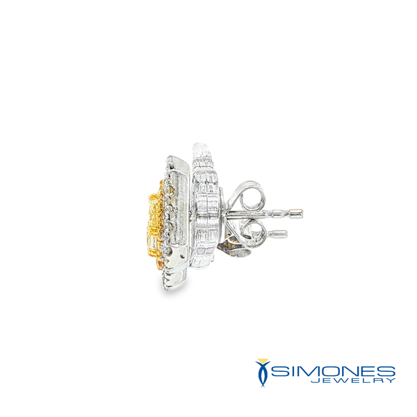 Double Halo Yellow Diamond Studs Image 2 Simones Jewelry, LLC Shrewsbury, NJ