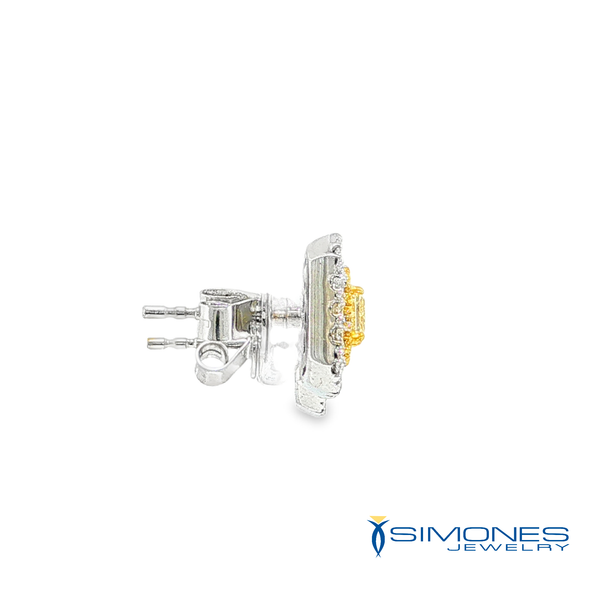 Double Halo Yellow Diamond Studs Image 4 Simones Jewelry, LLC Shrewsbury, NJ
