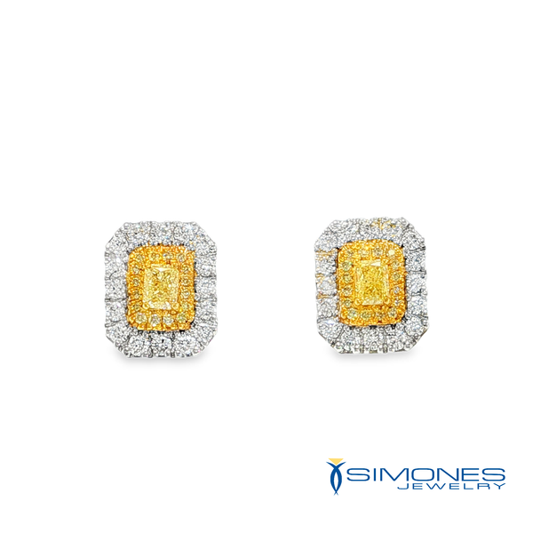 Double Halo Yellow Diamond Studs Simones Jewelry, LLC Shrewsbury, NJ