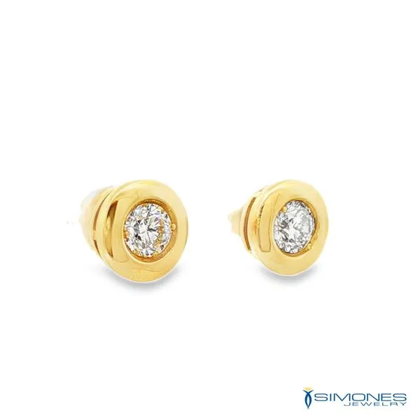 Diamond Stud Earrings Bezel Set Image 2 Simones Jewelry, LLC Shrewsbury, NJ