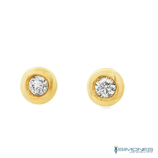 Diamond Stud Earrings Bezel Set Image 3 Simones Jewelry, LLC Shrewsbury, NJ