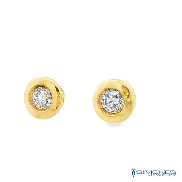 Diamond Stud Earrings Bezel Set Image 4 Simones Jewelry, LLC Shrewsbury, NJ