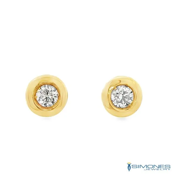 Diamond Stud Earrings Bezel Set Simones Jewelry, LLC Shrewsbury, NJ