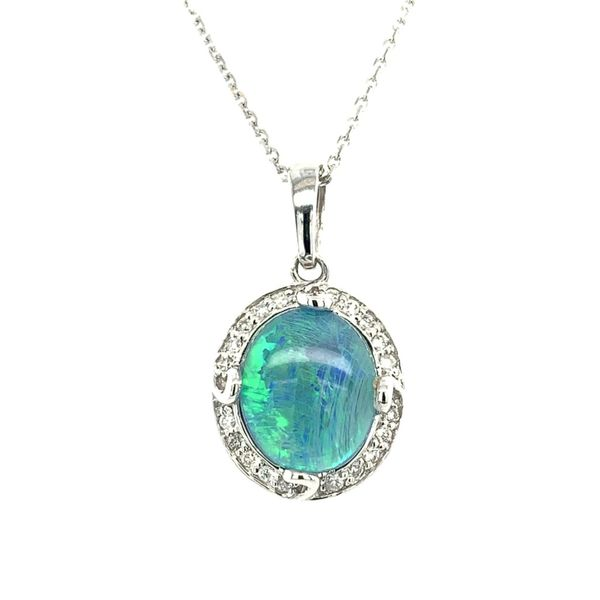 Opal & Diamond Pendant Simones Jewelry, LLC Shrewsbury, NJ