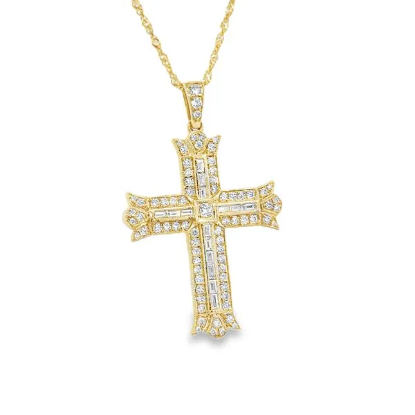 14K Yellow .89ct.tw Diamond Fancy Cross 16