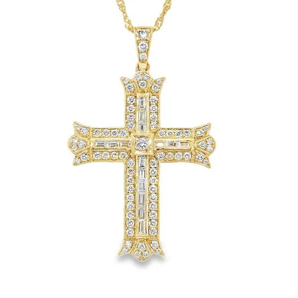 14K Yellow .89ct.tw Diamond Fancy Cross 16