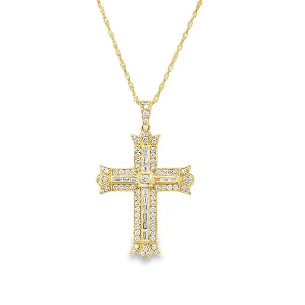 14K Yellow .89ct.tw Diamond Fancy Cross 16