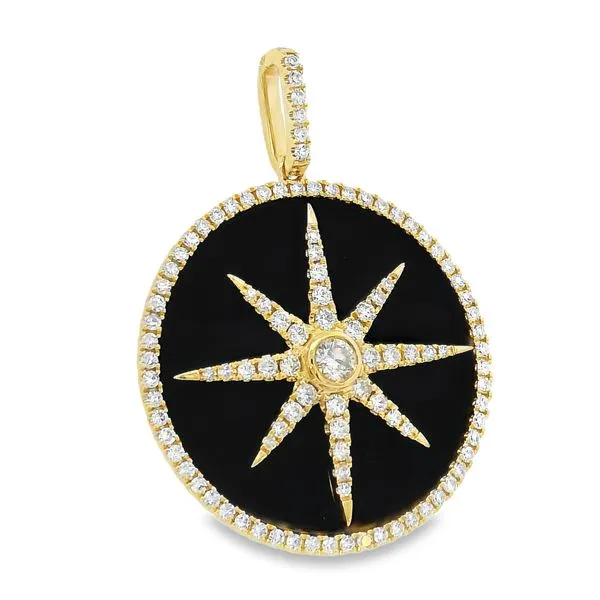 Diamond Star Onyx Disc Pendant Image 2 Simones Jewelry, LLC Shrewsbury, NJ