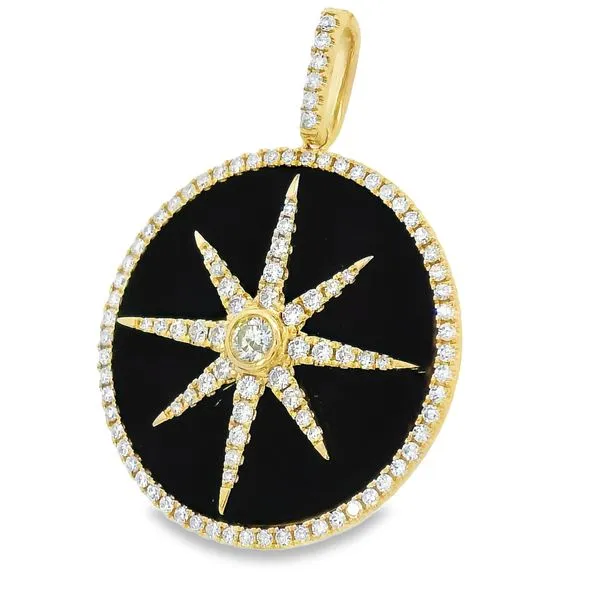 Diamond Star Onyx Disc Pendant Image 3 Simones Jewelry, LLC Shrewsbury, NJ
