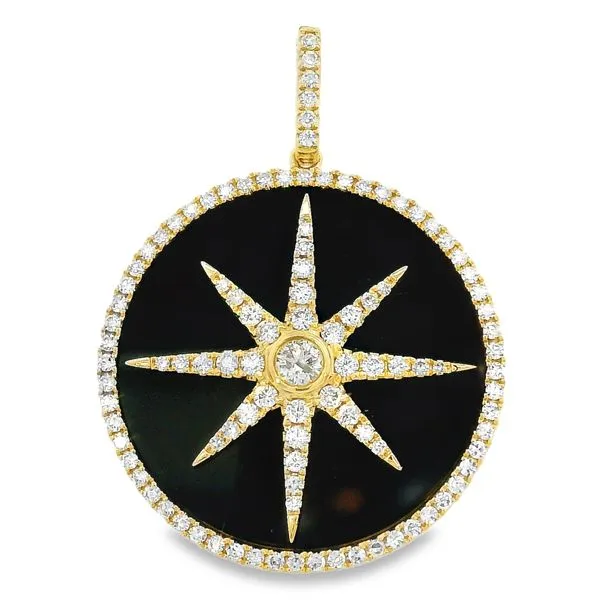 Diamond Star Onyx Disc Pendant Simones Jewelry, LLC Shrewsbury, NJ
