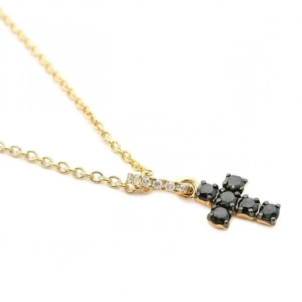 14K Yellow .17ct. Blk Diamond Cross Image 2 Simones Jewelry, LLC Shrewsbury, NJ