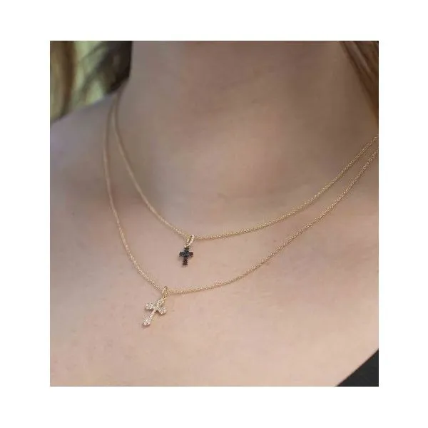 14K Yellow .17ct. Blk Diamond Cross Image 3 Simones Jewelry, LLC Shrewsbury, NJ