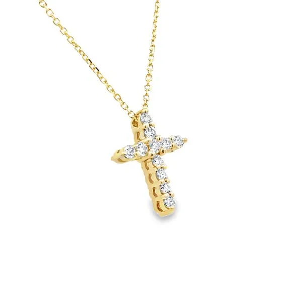 Yellow Gold Diamond Cross Image 2 Simones Jewelry, LLC Shrewsbury, NJ