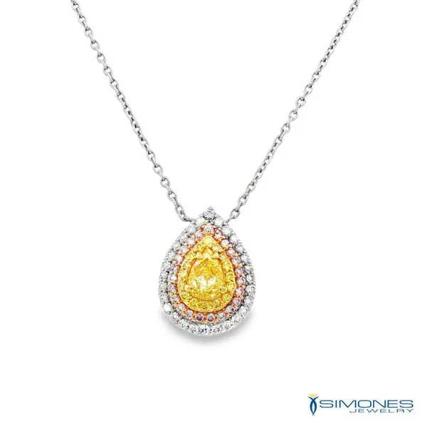 18K White .42ct. tw.Natural Yellow .12ct.Natuarl Pink,.18ct.Natural White Pendant Simones Jewelry, LLC Shrewsbury, NJ