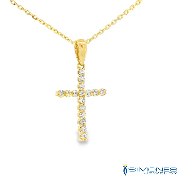 14K Yellow Diamond Cross Image 2 Simones Jewelry, LLC Shrewsbury, NJ