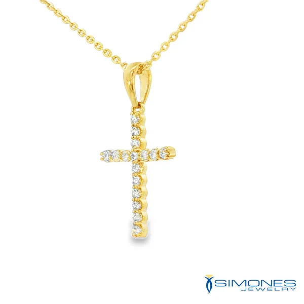 14K Yellow Diamond Cross Image 3 Simones Jewelry, LLC Shrewsbury, NJ