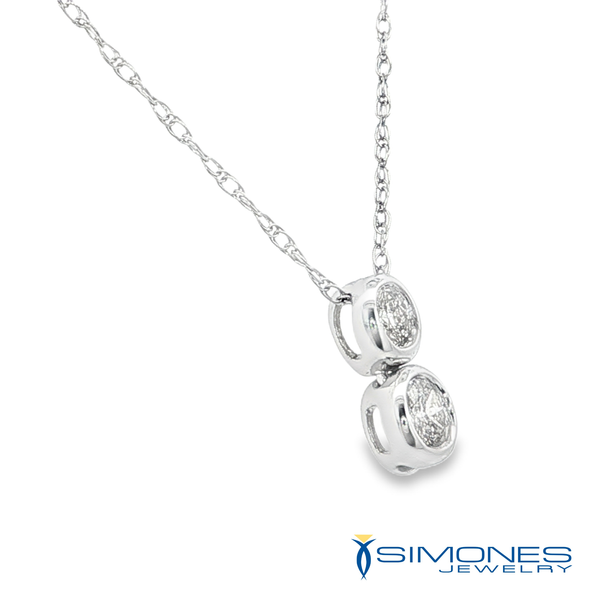 Two-Stone Oval Brilliant Cut Diamond Drop Pendant in White Gold Image 2 Simones Jewelry, LLC Shrewsbury, NJ