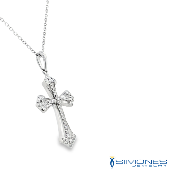 14K White Diamond Cross Image 3 Simones Jewelry, LLC Shrewsbury, NJ