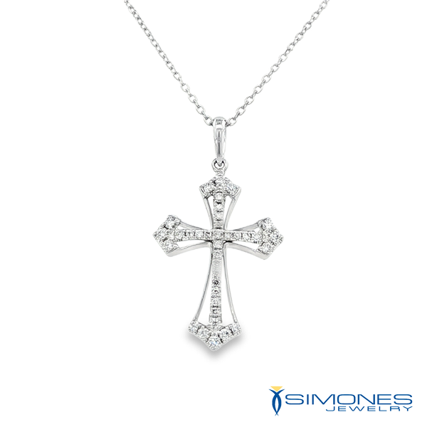 14K White Diamond Cross Simones Jewelry, LLC Shrewsbury, NJ