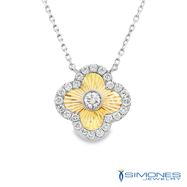 14K White & Yellow Diamond Clover Pendant Simones Jewelry, LLC Shrewsbury, NJ