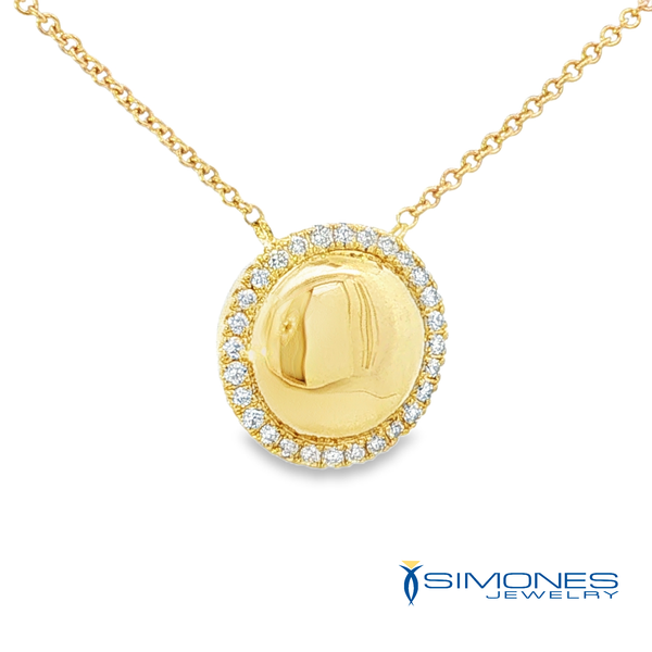 14K Yellow Diamond Disc Pendant Image 2 Simones Jewelry, LLC Shrewsbury, NJ