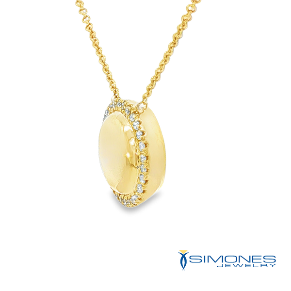 14K Yellow Diamond Disc Pendant Image 3 Simones Jewelry, LLC Shrewsbury, NJ