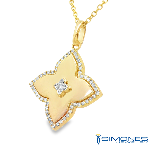 Diamond Clover Charm Necklace in Yellow Gold Image 2 Simones Jewelry, LLC Shrewsbury, NJ