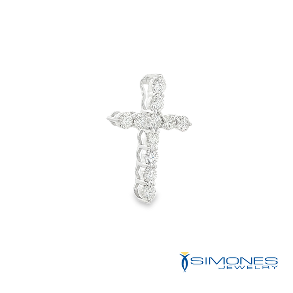 Round Diamond Cross Pendant in White Gold Image 2 Simones Jewelry, LLC Shrewsbury, NJ
