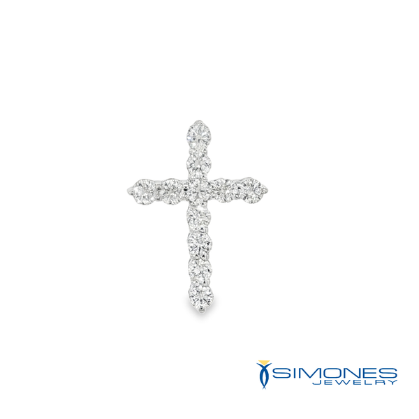 Round Diamond Cross Pendant in White Gold Simones Jewelry, LLC Shrewsbury, NJ