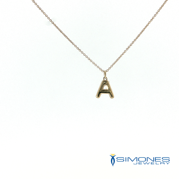14K Yellow Diamond Initial A Pendant Image 3 Simones Jewelry, LLC Shrewsbury, NJ