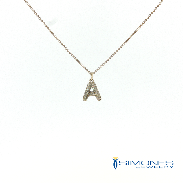 14K Yellow Diamond Initial A Pendant Simones Jewelry, LLC Shrewsbury, NJ