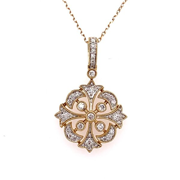 14K Yellow Gold Antique Style Diamond Necklace Simones Jewelry, LLC Shrewsbury, NJ