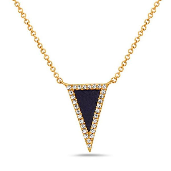 Gold Lapis & Diamond Necklace Simones Jewelry, LLC Shrewsbury, NJ