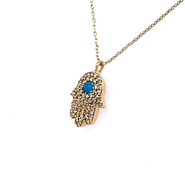 Diamond & Turquoise Hand of God Necklace Image 2 Simones Jewelry, LLC Shrewsbury, NJ