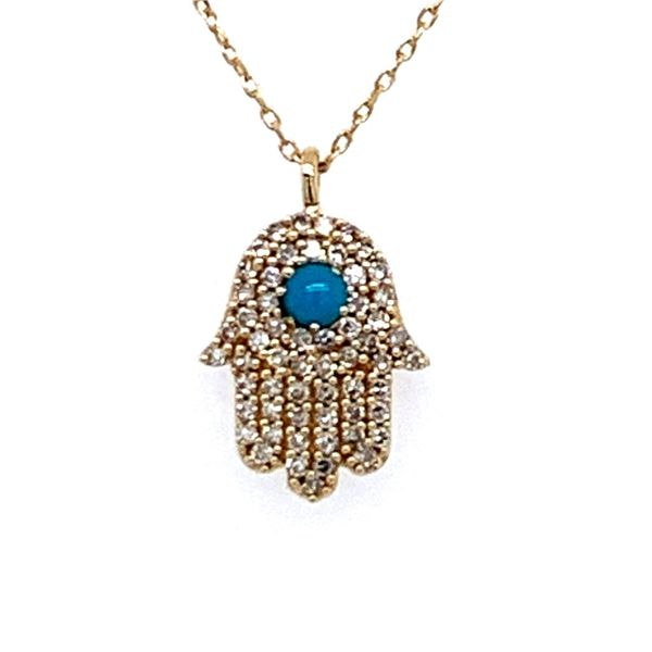 Diamond & Turquoise Hand of God Necklace Simones Jewelry, LLC Shrewsbury, NJ