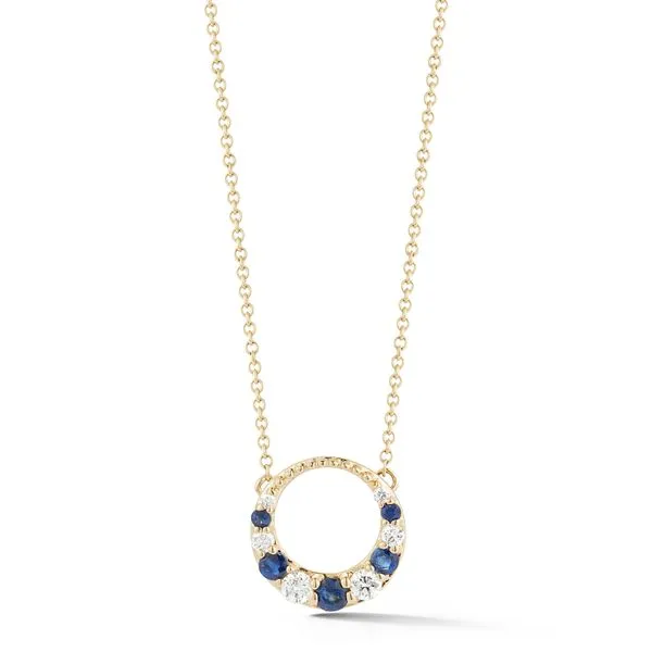 Diamond and Sapphire Circle Necklace Simones Jewelry, LLC Shrewsbury, NJ