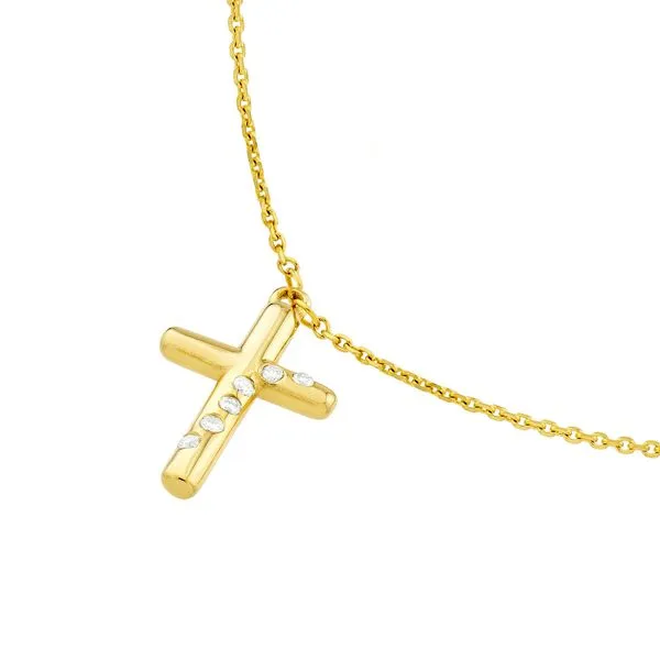 Scattered Diamond Cross Necklace Image 2 Simones Jewelry, LLC Shrewsbury, NJ