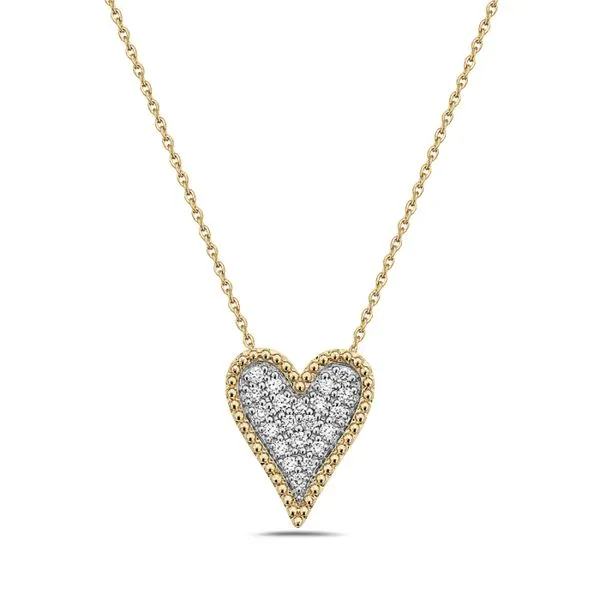 Diamond Bead Edge Heart Necklace Simones Jewelry, LLC Shrewsbury, NJ