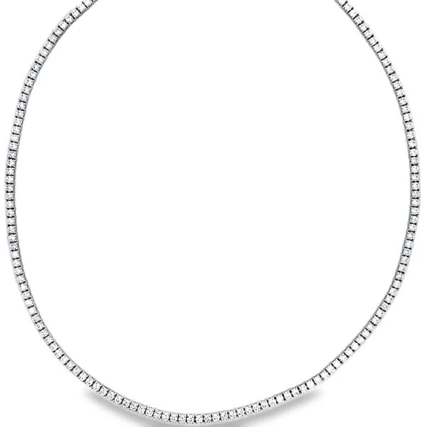 14K White Diamond Tennis Necklace Image 2 Simones Jewelry, LLC Shrewsbury, NJ