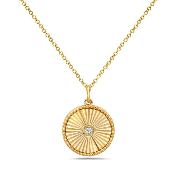 14K Yellow Gold Fluted Disc Diamond Center Simones Jewelry, LLC Shrewsbury, NJ