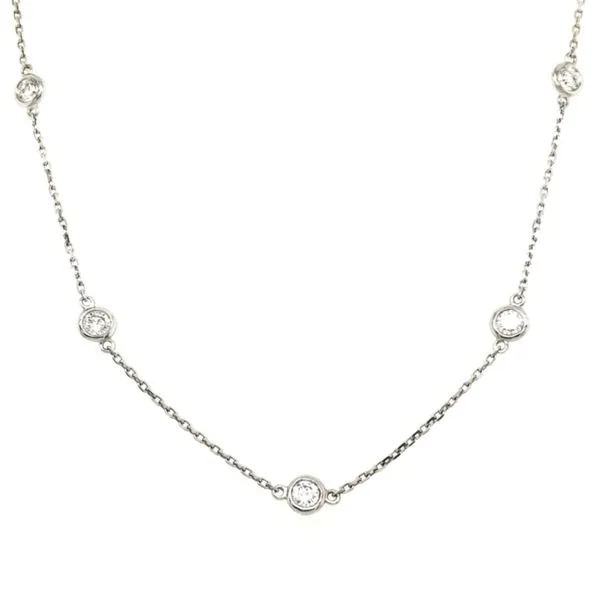 14k White 1.50ct.tw. Diamond X Yard Necklace (10 Dia's) 18