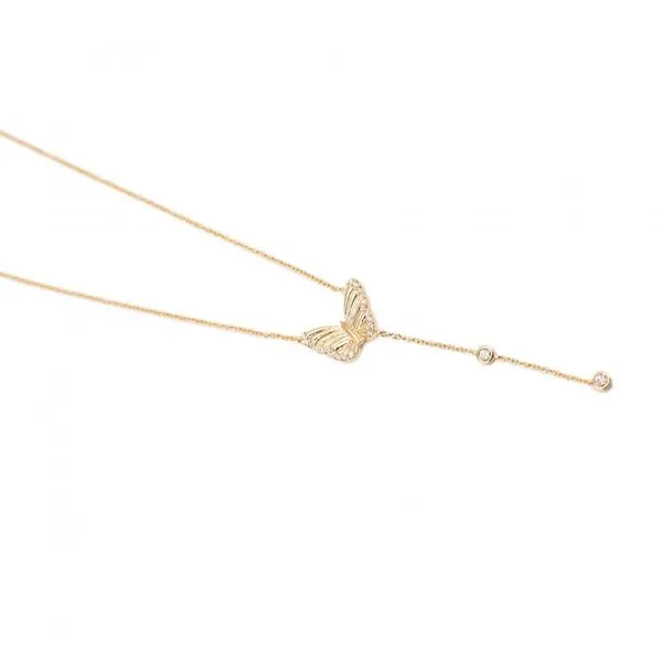14K Yellow Butterfly Necklace W/Diamonds Image 2 Simones Jewelry, LLC Shrewsbury, NJ
