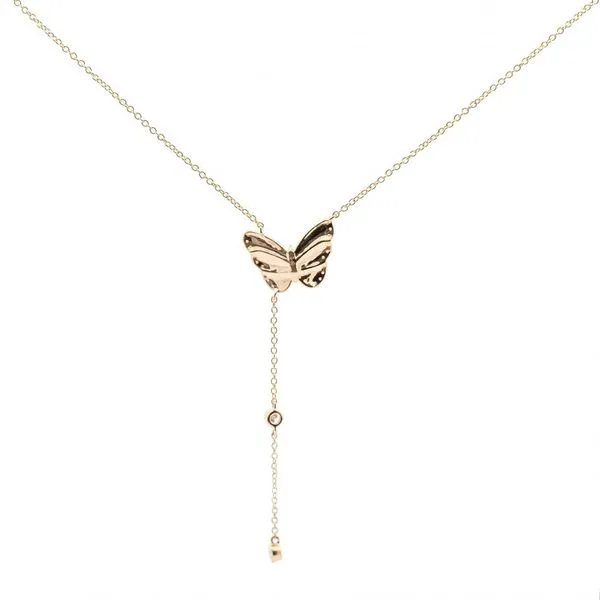 14K Yellow Butterfly Necklace W/Diamonds Image 5 Simones Jewelry, LLC Shrewsbury, NJ