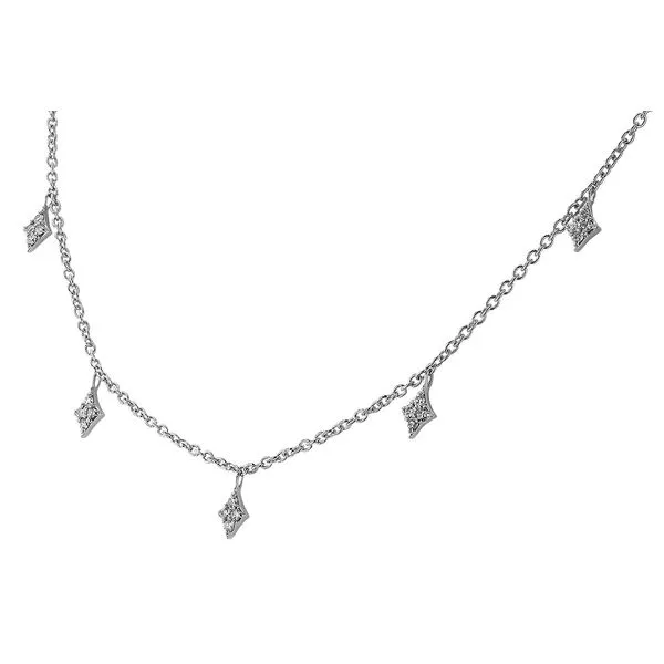 14K White .19ct.tw. Diamond Drop Station Necklace Image 2 Simones Jewelry, LLC Shrewsbury, NJ