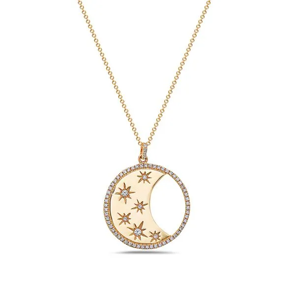 Diamond Disc Moon Necklace Simones Jewelry, LLC Shrewsbury, NJ