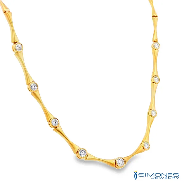 18K Yellow Gold Diamond Necklace Image 2 Simones Jewelry, LLC Shrewsbury, NJ
