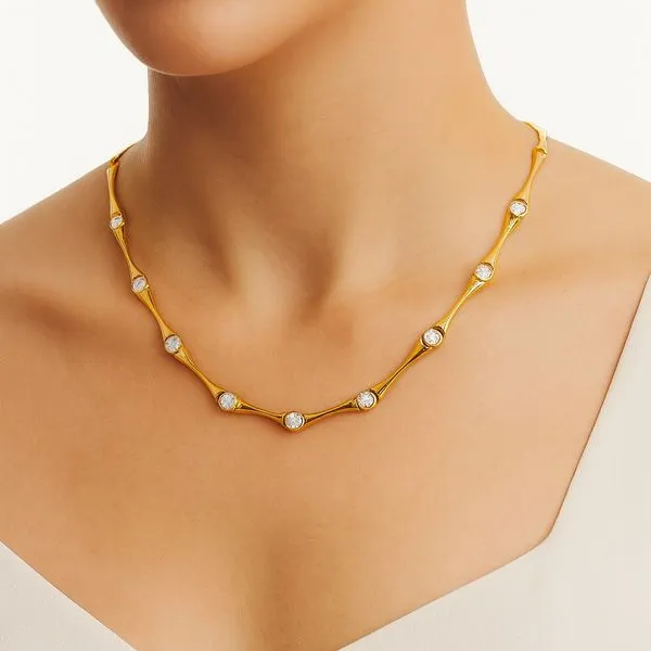 18K Yellow Gold Diamond Necklace Image 4 Simones Jewelry, LLC Shrewsbury, NJ