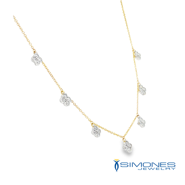 Diamond Clover Station Charm Necklace in Yellow Gold Image 2 Simones Jewelry, LLC Shrewsbury, NJ