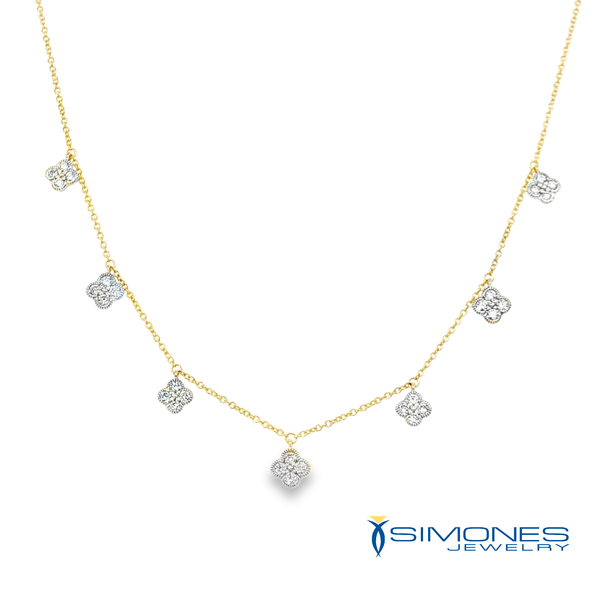 Diamond Clover Station Charm Necklace in Yellow Gold Simones Jewelry, LLC Shrewsbury, NJ